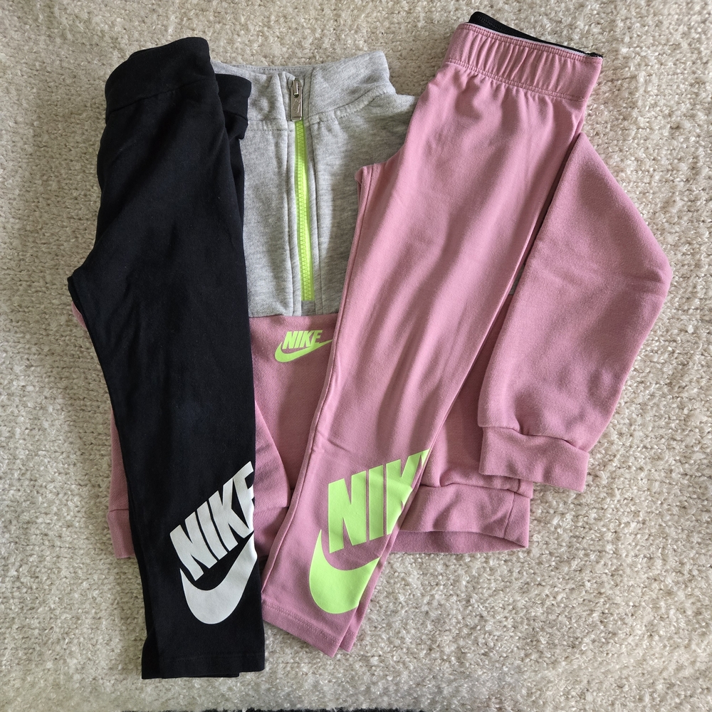 Nike Kids' Pink and Black Joggers Set Buddle
